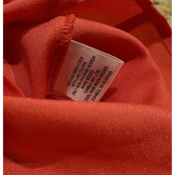 Charter Club Womens Size L Petite Pink Button Blouse Roll Tab Gold Button - Picture 5 of 13